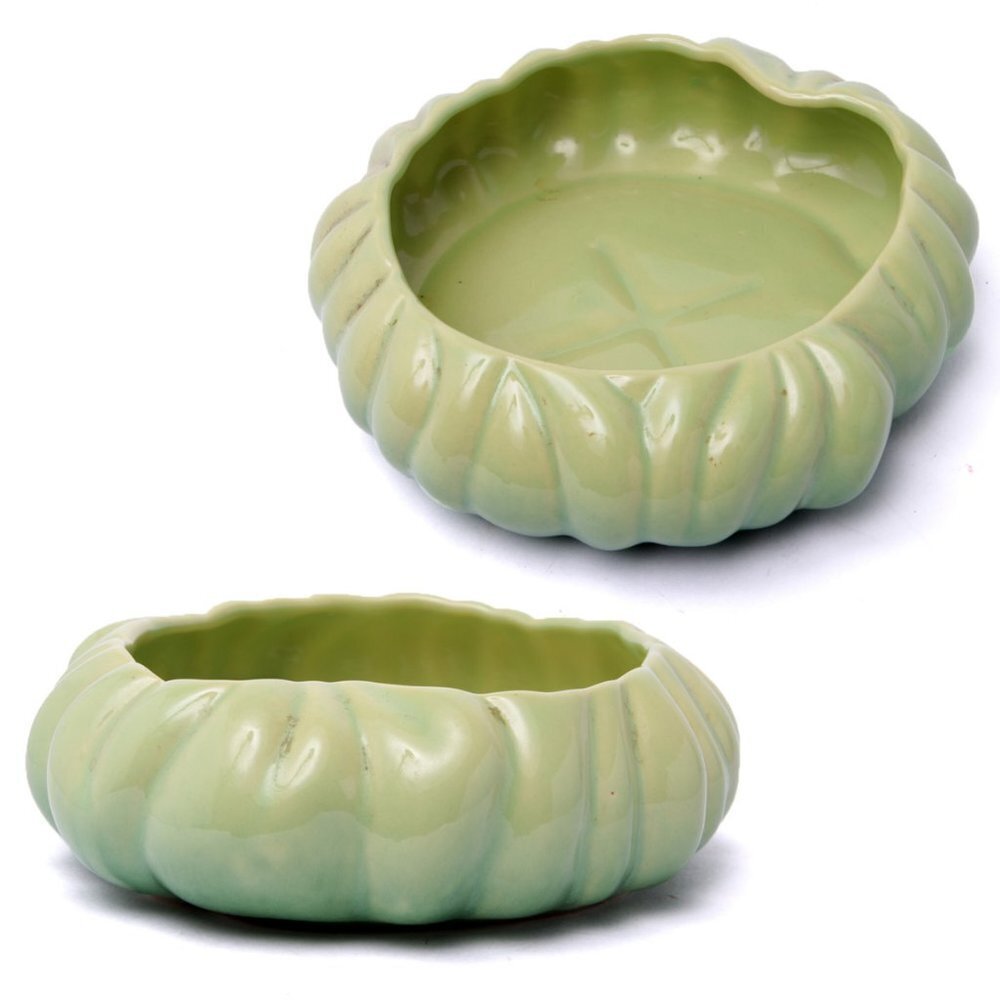Vintage Beauce Ware Pottery Planter Pot Gourd #492 Canada Ombre Green Chartreuse